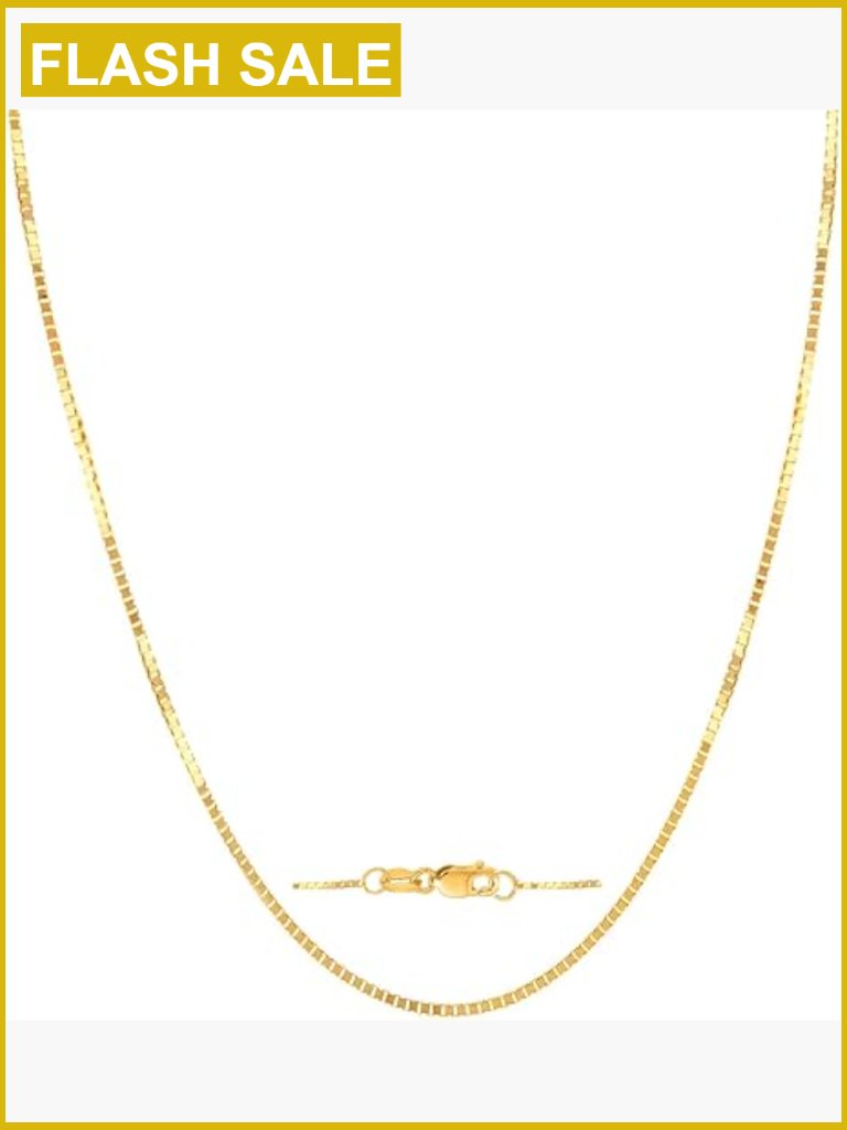 14k Solid Gold Box Chain Necklace 16 Inch Lobster Clasp